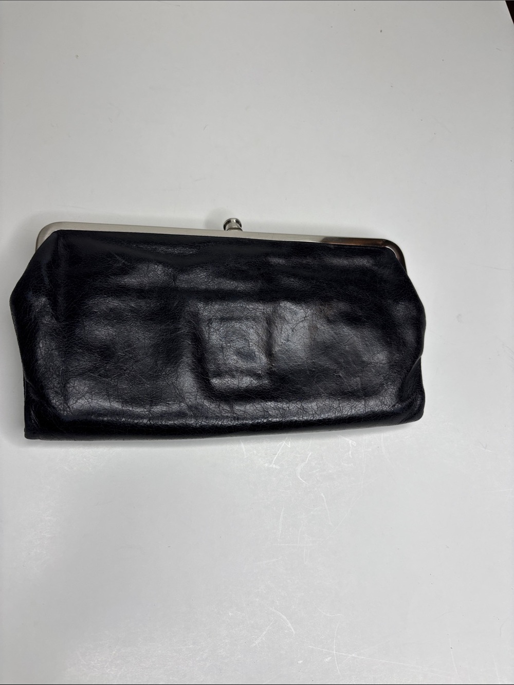 HOBO Black Leather Kiss-Lock Clutch